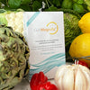 GutMagnific box placed beside fresh natural foods—visual theme of gut-friendly lifestyle and balanced nutrition