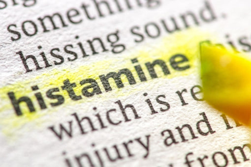 The word ‘histamine’ highlighted in yellow, illustrating histamine sensitivity