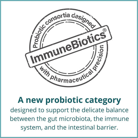ImmuneBiotics® probiotic category designed for gut microbiota, immune support, and intestinal barrier balance.